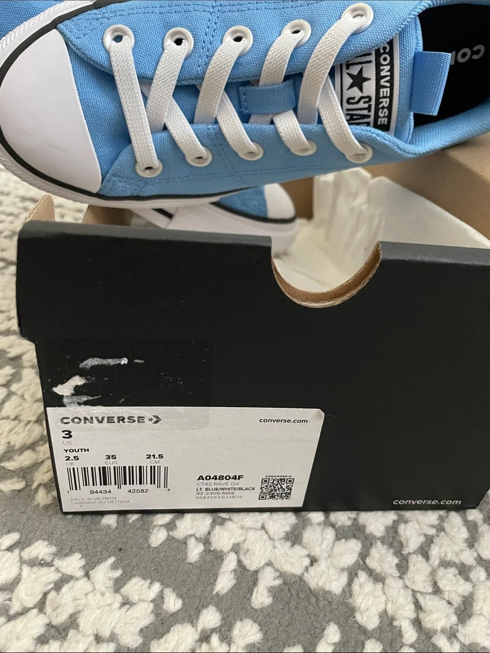 Converse Blue and White with Logo Shoe Box with Star Chevron